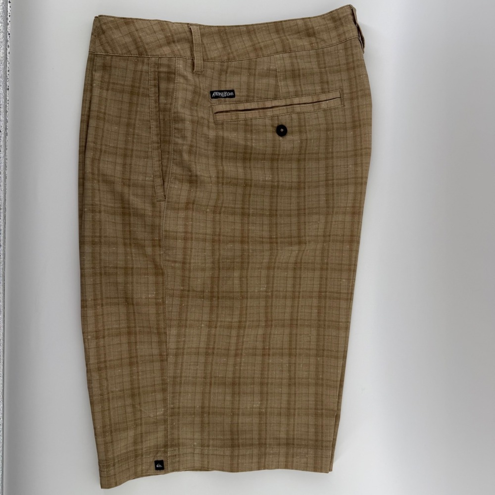 Quiksilver Amphibians DryFlight Hybrid Shorts Mens 36 Khaki Plaid EQYWS03102 EUC